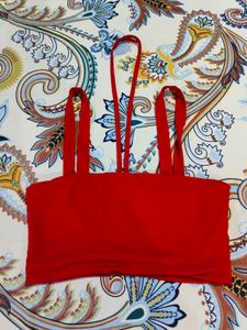 Vibrant Red Halter Neck Crop Top