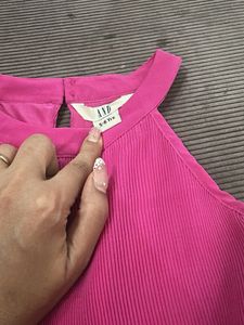 Vibrant Pink Pleated Halter dress