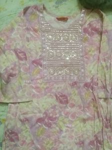 Pretty Pink Floral Kurta with Sequins