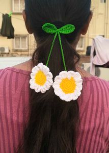 Handmade Crochet Sunflower, Daisy, Tulip Hair Ties