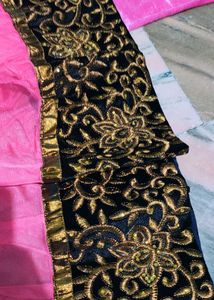 Elegant Pink Kurta Set with Black Border