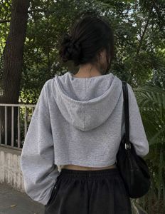 Cropped Grey Zip-Up Hoodie