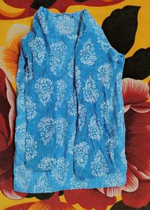 Teal Floral Print Kurta