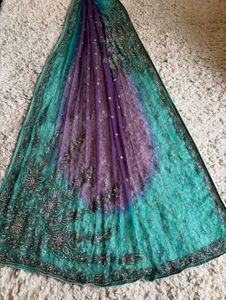 Beautiful Embellished Ombre Saree