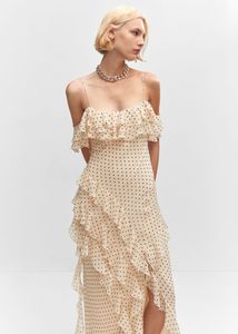 Chic Polka Dot Ruffle Maxi Dress