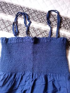 Navy Blue Smocked Jumpsuit