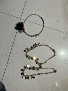 Elegant Gold-Tone Anklets with Leaf Charms