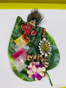 Ganesha Decorwdt Peacock Feather haldi kumkum