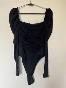 Puff Sleeve Ruffle Ruched Bodysuit