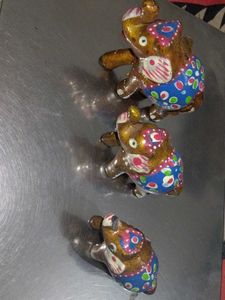 Set of 3 Hand-Painted Elephant Figurines