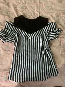 Chic Striped Cold Shoulder Top