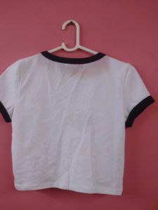 White Crop Top University Tokyo Print