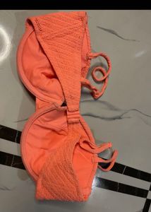 Textured Coral Bikini Top