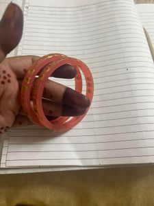 Pretty Pink &amp; Gold plastic Bangles