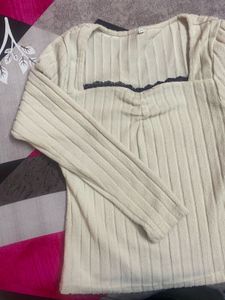 Savana Ribbed Lace Trim Square Neck Top
