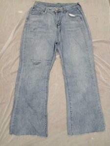 Light Wash Distressed Flare Jeans