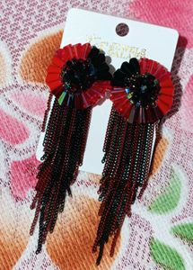 Red Contemporary Drop Earrings