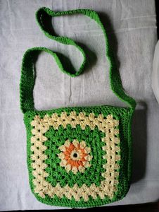 Vibrant Green Crochet Sling Bag