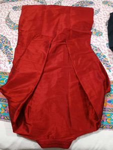 Red Silk Kurta with Black Dhoti – Men