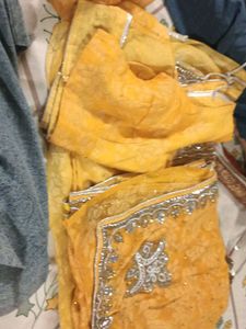 Beautiful Yellow Embroidered Saree