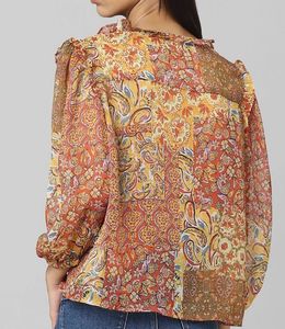 Boho Print Sheer Blouse