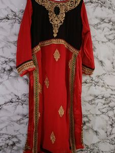 Heavy Golden Embroidery Red Designer Afgani Style