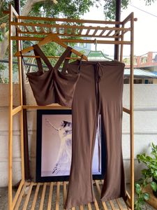 Cozy Brown Ribbed Flare Set