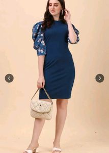 Teal Puff Sleeve Dress