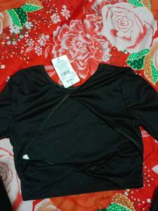 Shein Black Long Sleeve Crop Top