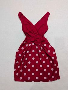 Red Polka Dot Micro Mini Dress(32 inches length)