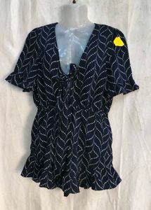 2429. Navy Blue Printed Romper