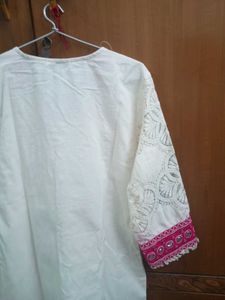 Sale!!cream pink work kurta set