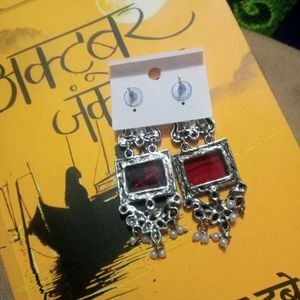 Oxidized Silver Drop Earrings