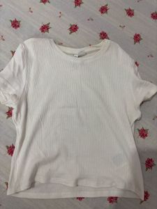 White Ribbed T-Shirt