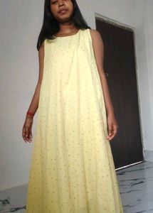 Elegant Yellow Maxi Dress with Embellished Belt