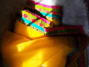 Vibrant Yellow Saree with Embellished Border