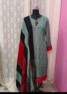 Elegant Printed Kurta with Dupatta