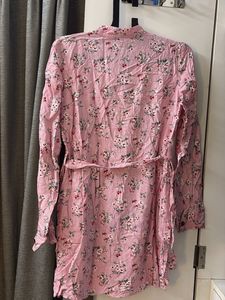 Chic Pink Floral Button-Down Dress