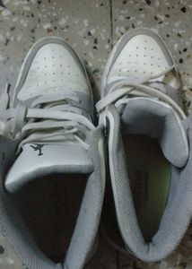 Stylish Grey &amp; White High-Top Sneakers
