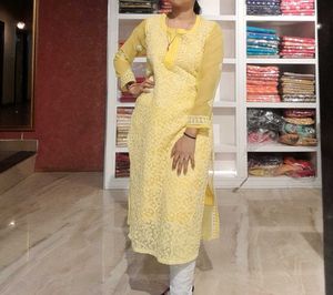 Yellow Chikankari Kurti