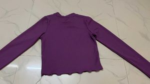 Purple Ribbed Cut-Out Top