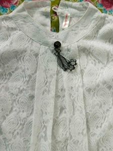 Stylish & Elegent White Net Top
