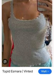 ESmara Gray Lace Trim Cami Top