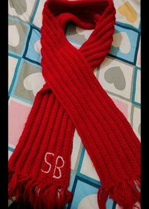 crochet red Mikasa scarf muffler