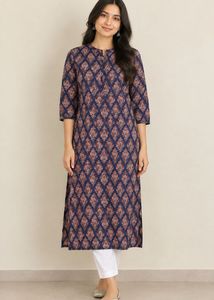 Elegant Printed Navy Blue Kurta