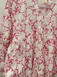 Pink Floral Print Kurta