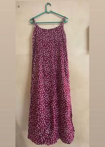 Maroon Polka Dot Midi Dress