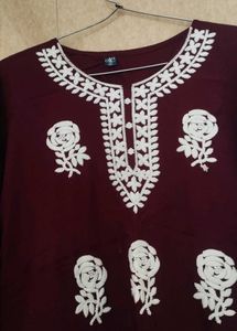 Burgundy Embroidered Kurti🎉❤️