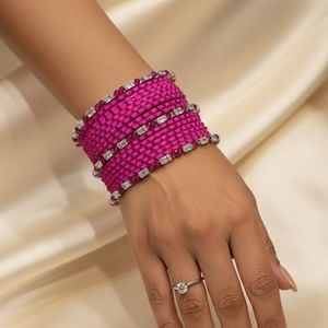 Pink & Crystal Bangle Set