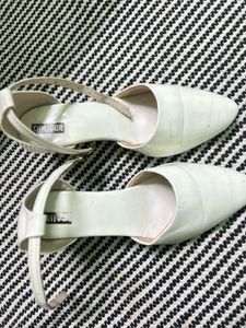 White Flat Sandals with Ankle Strap